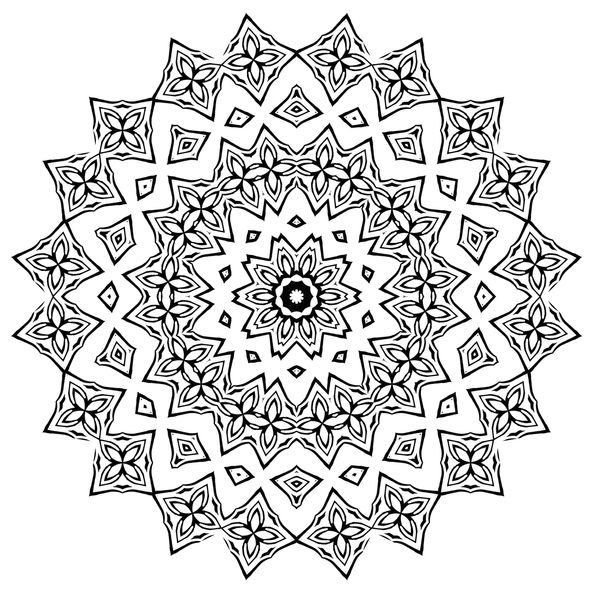 mandala black and white coloring pages - photo #39