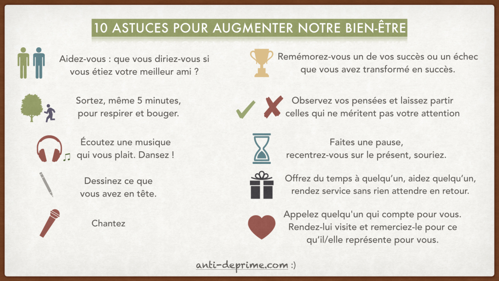 Affiche Gratuite : 10 Astuces Pour Augmenter Notre Bien-être ...